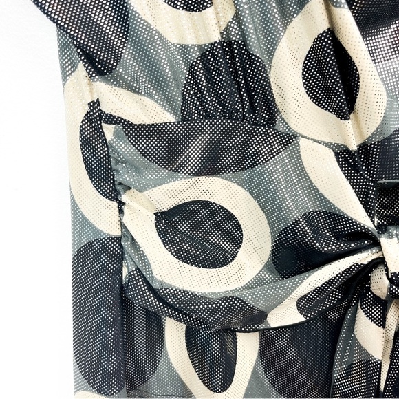 Joseph Ribkoff Sleeveless Black & Grey Metallic Spotted Blouse - Picture 3 of 8